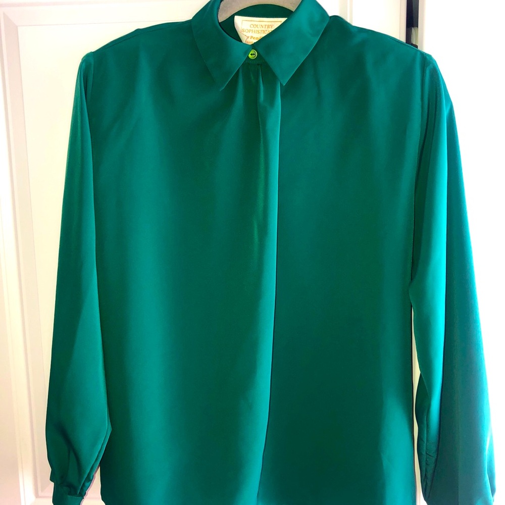 Country Sophisticates By Pendleton‎ Vintage Blouse Green Size 6 Women’s